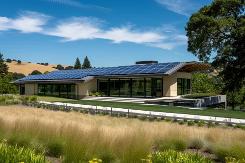 Étude technique de l'exposition solaire d'une maison avec boussole et analyse des zones d'ensoleillement optimal