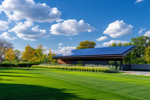 Installation de panneaux solaires photovoltaïques sur un toit résidentiel avec cellules monocristallines performantes